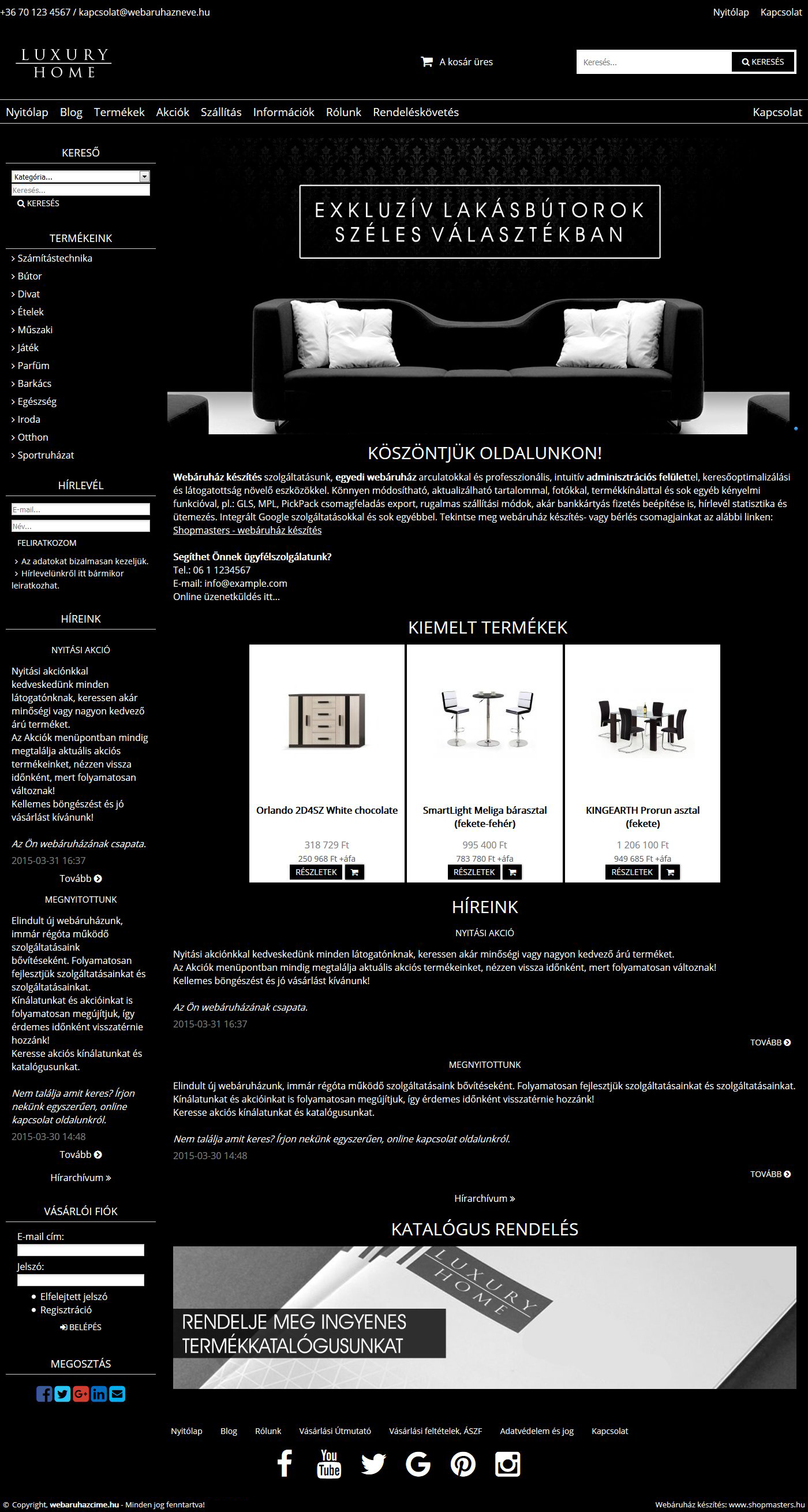 Luxury Black webáruház webdesign, arculat