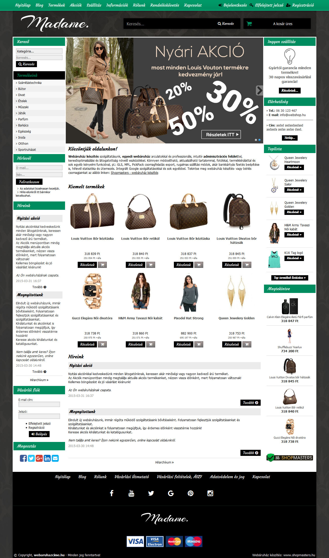 Smaragd webáruház webdesign, arculat