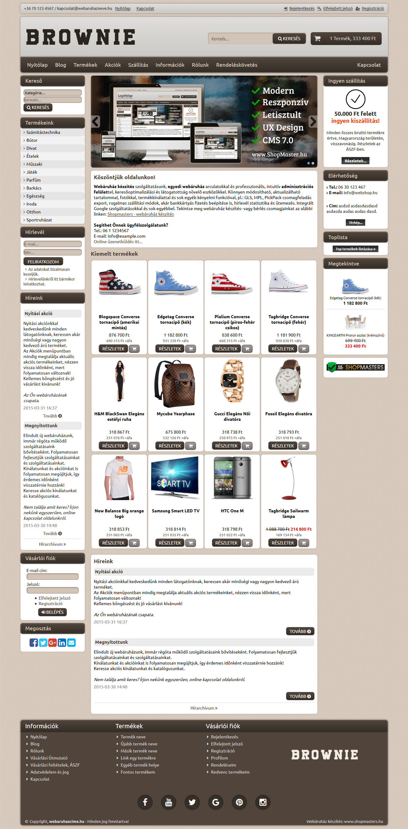 Explorer webáruház webdesign, arculat