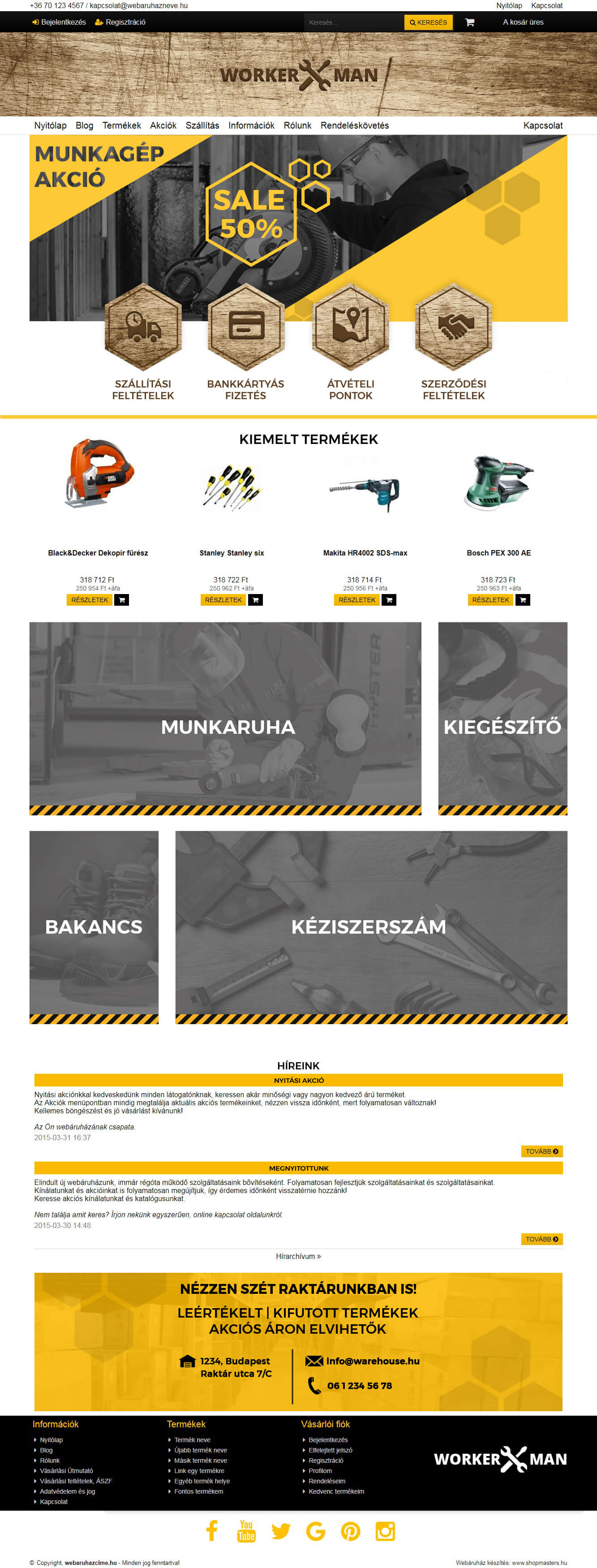 Sherwood webáruház webdesign, arculat
