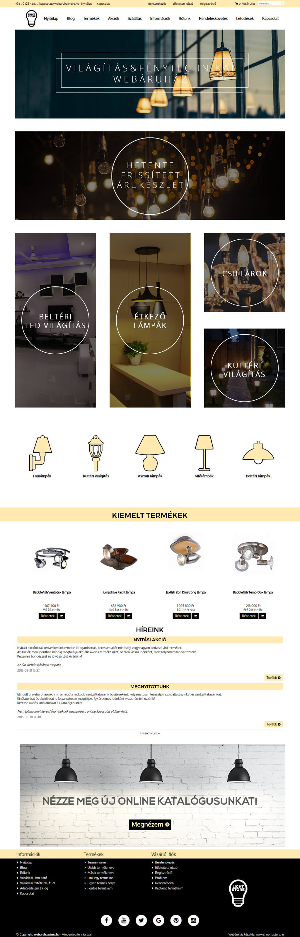 Lamp Store webáruház webdesign, arculat