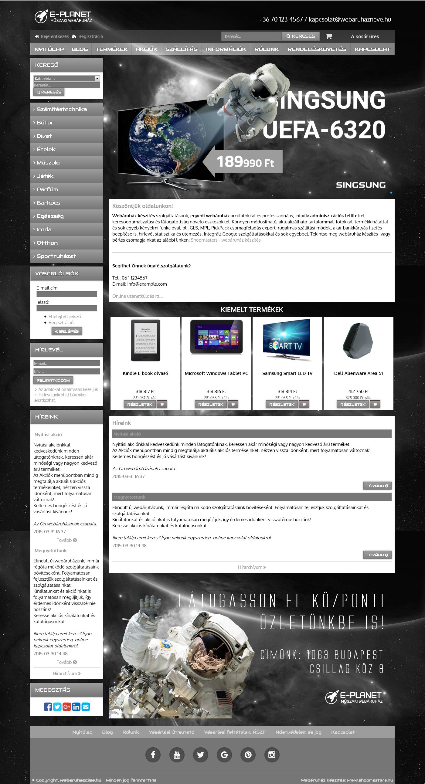 E-Panet webshop webáruház webdesign, arculat