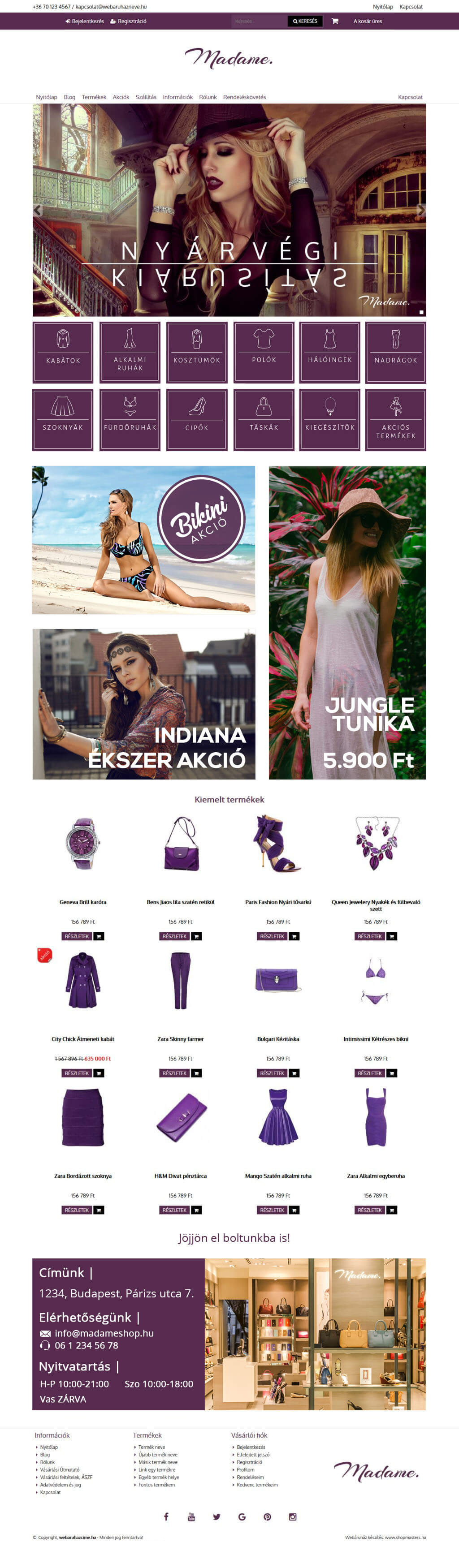 Madame webshop webáruház webdesign, arculat
