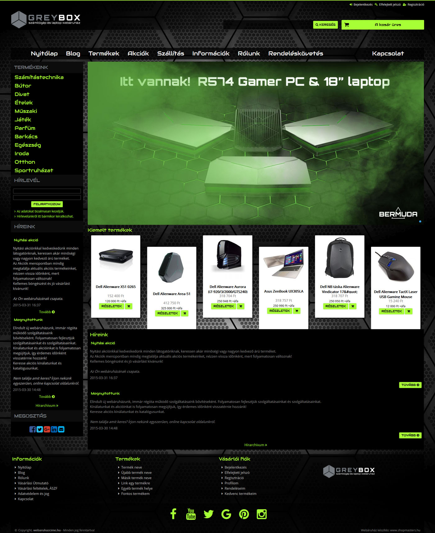 Greybox webshop webáruház webdesign, arculat