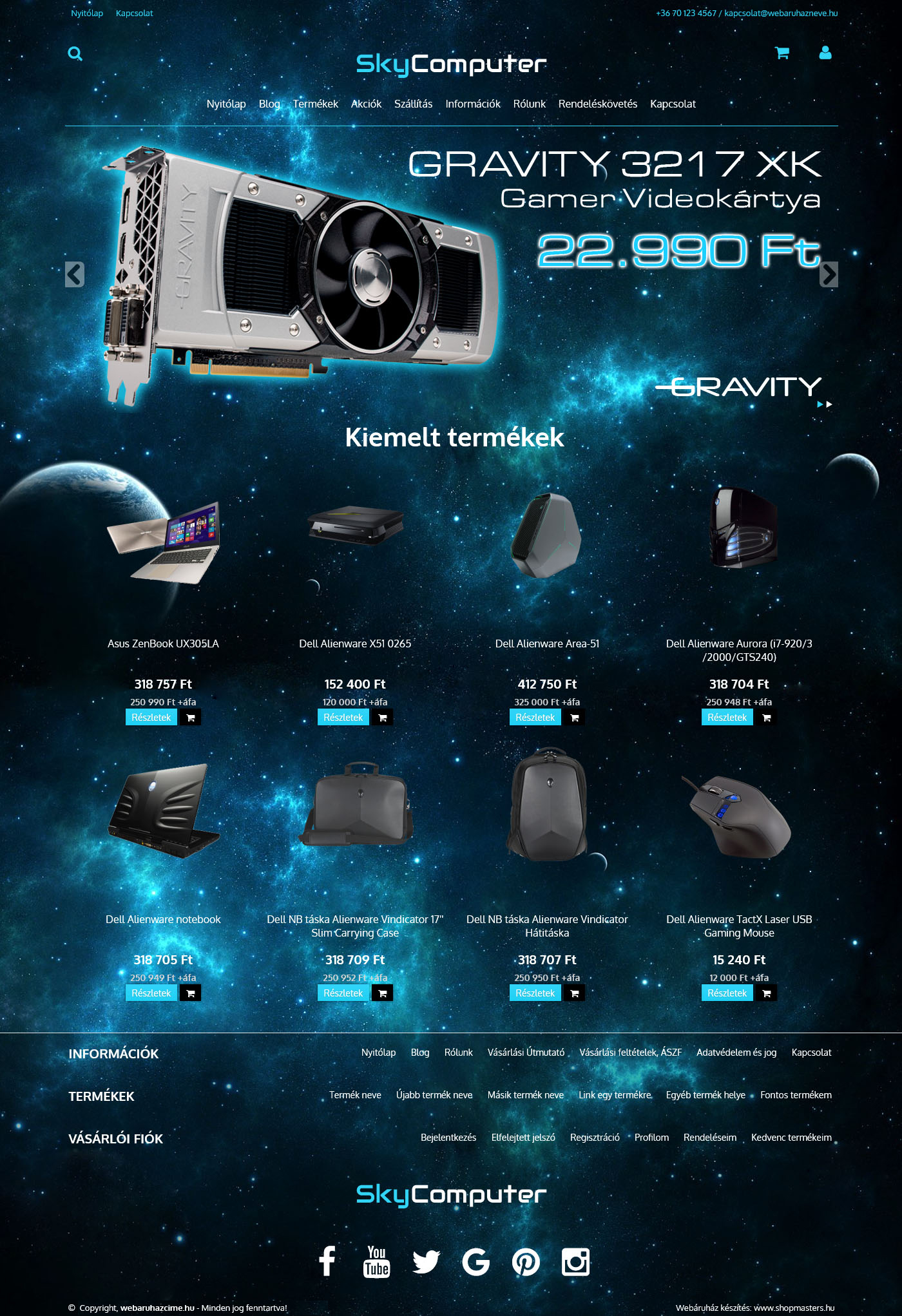 Sky webshop webáruház webdesign, arculat