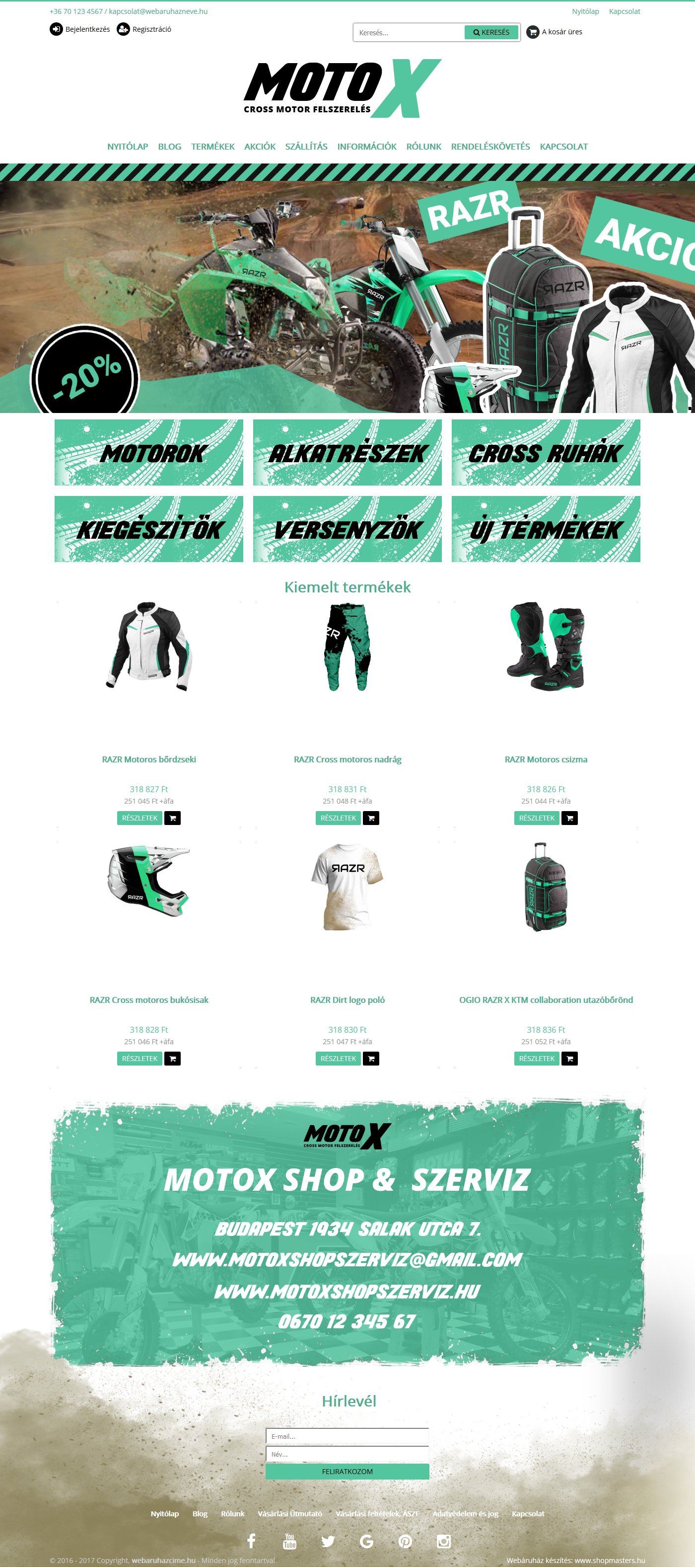 Moto-X webshop webáruház webdesign, arculat