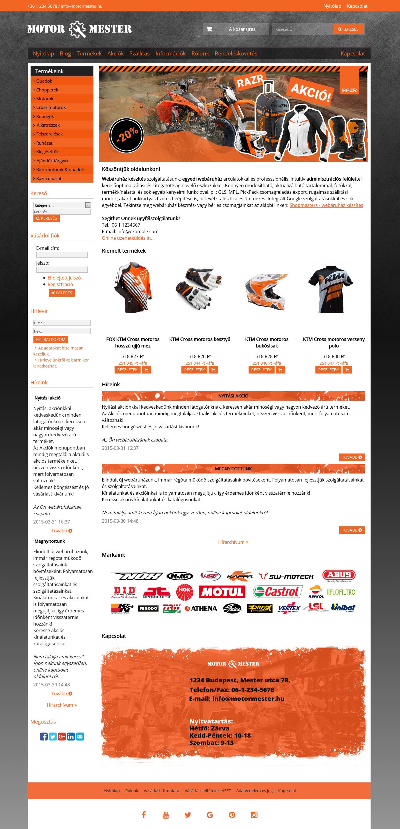 Motor mester webshop webruhz webdesign, arculat