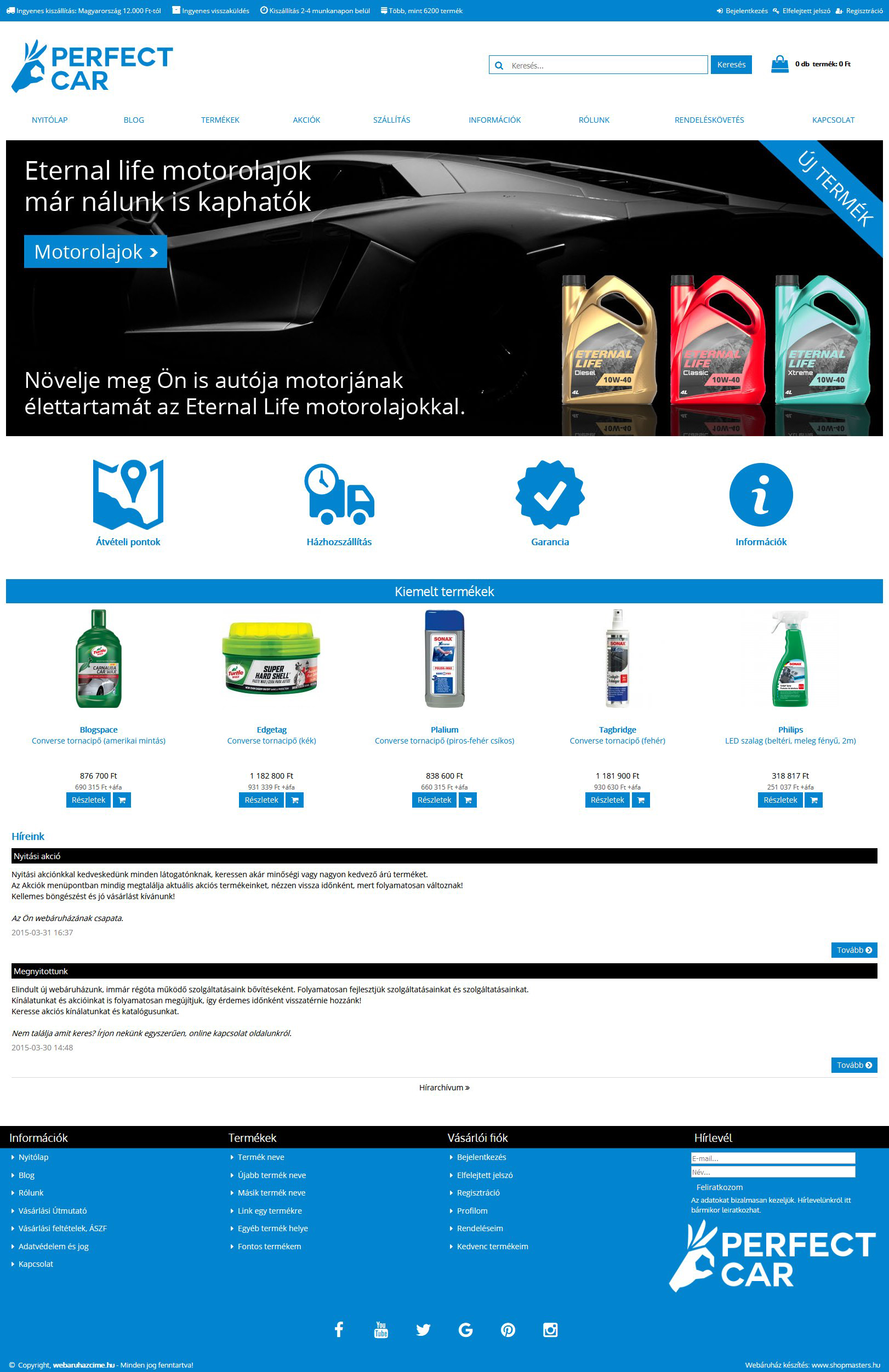 Perfect car webshop webáruház webdesign, arculat