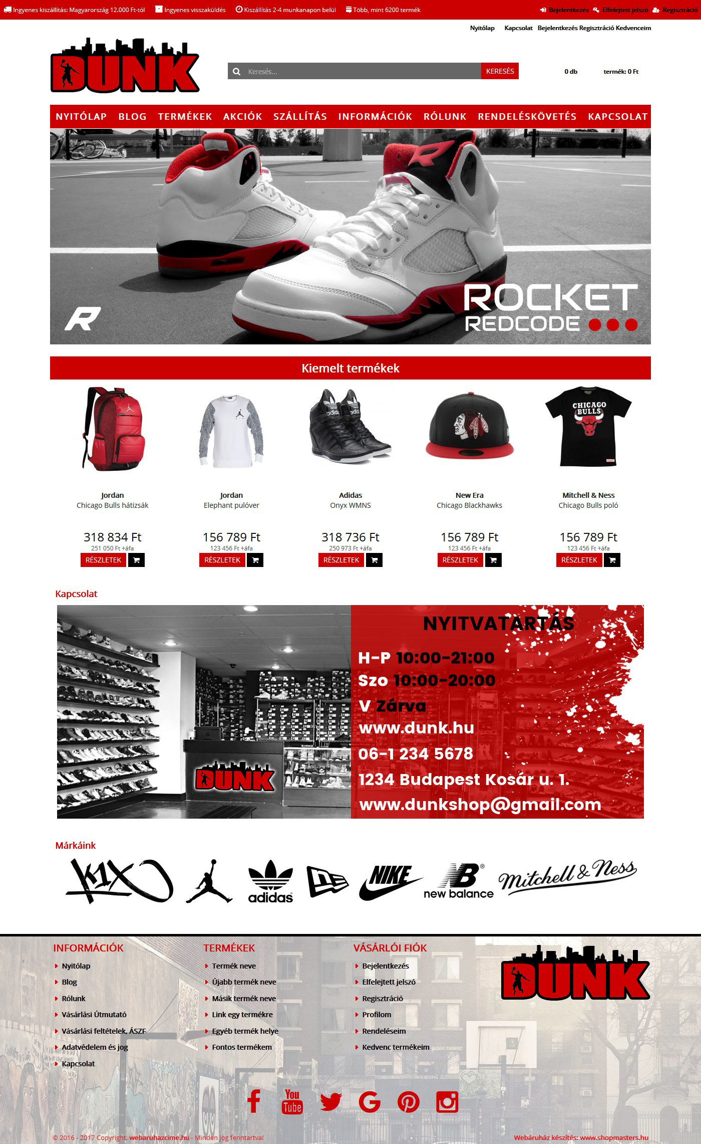 Dunk webshop webáruház webdesign, arculat