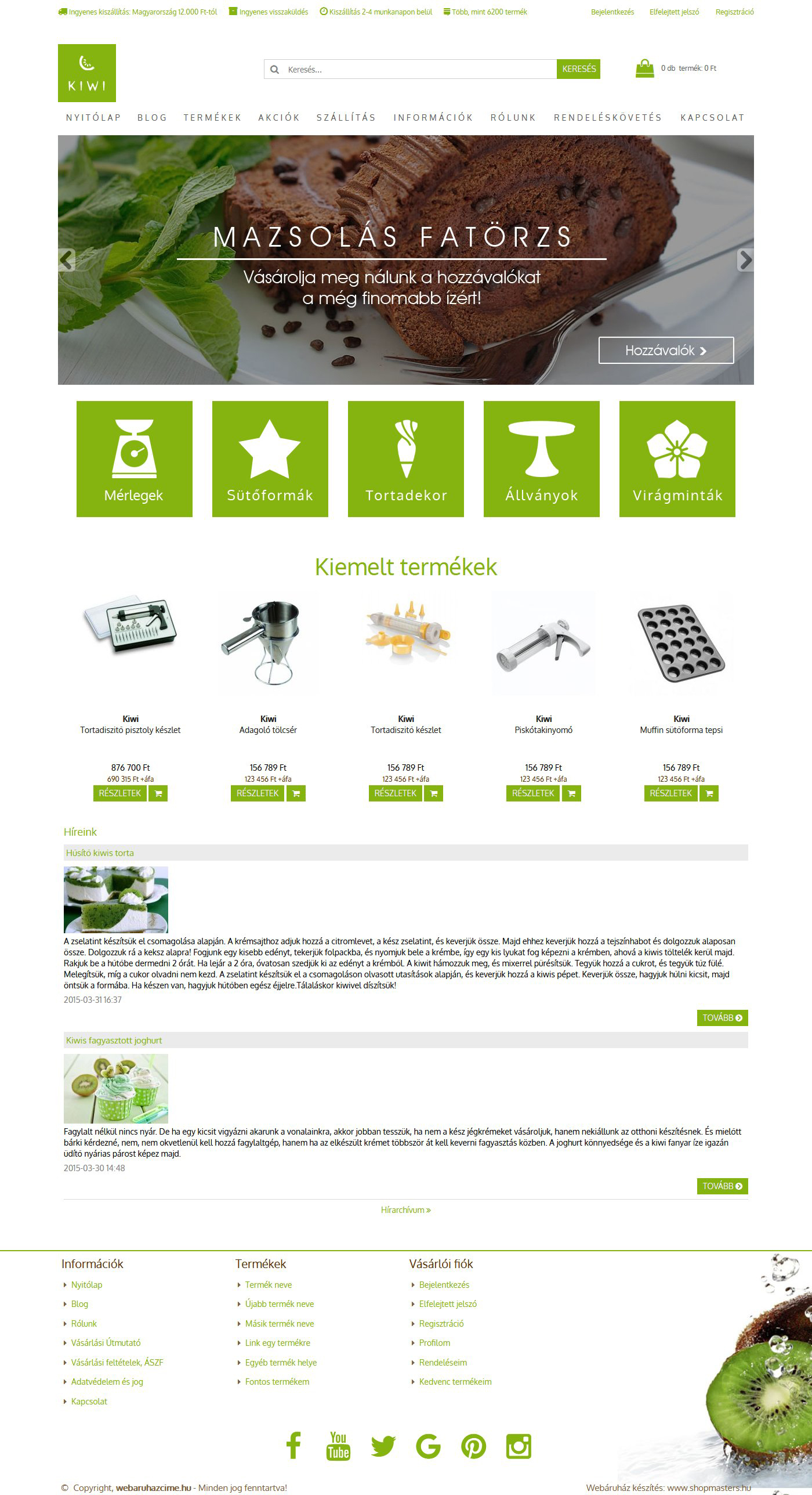 Kiwi webshop webáruház webdesign, arculat