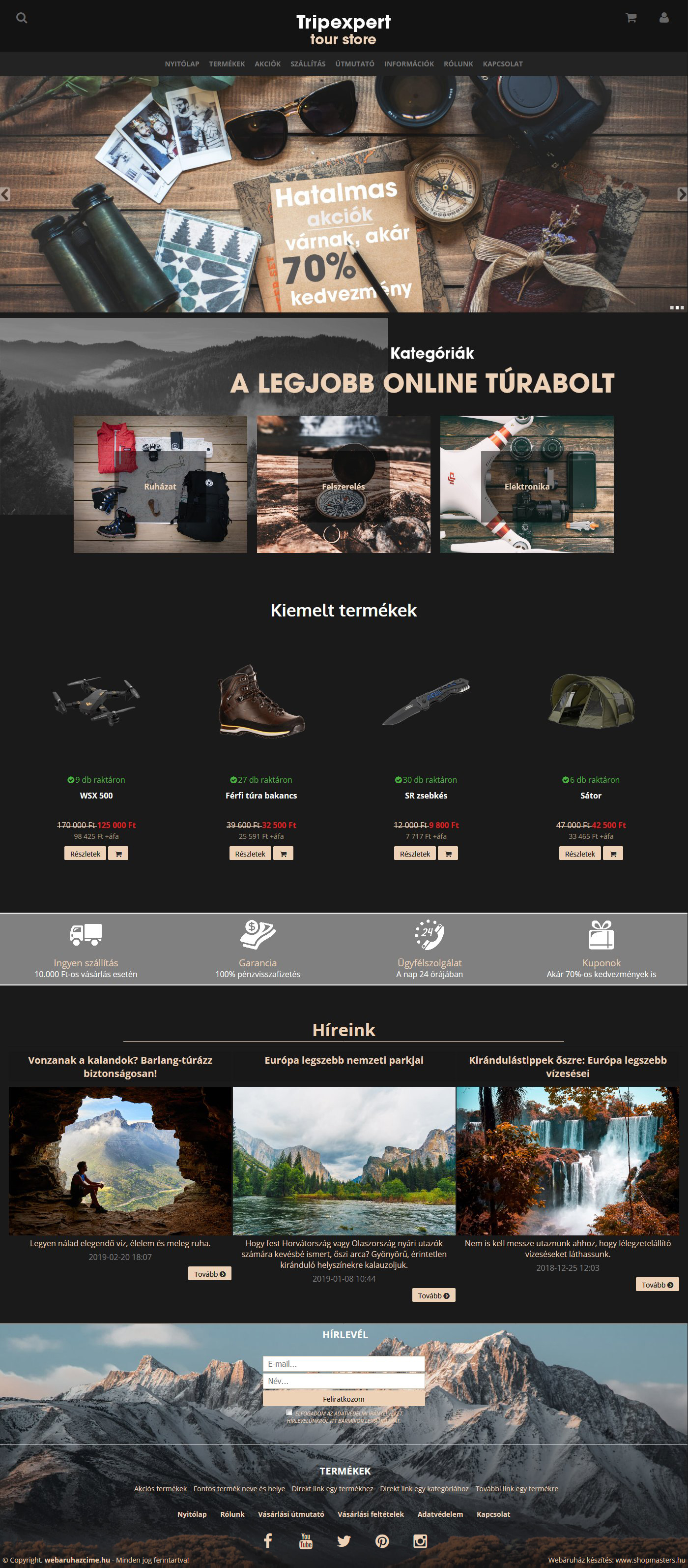 Tripexpert webáruház webdesign, arculat