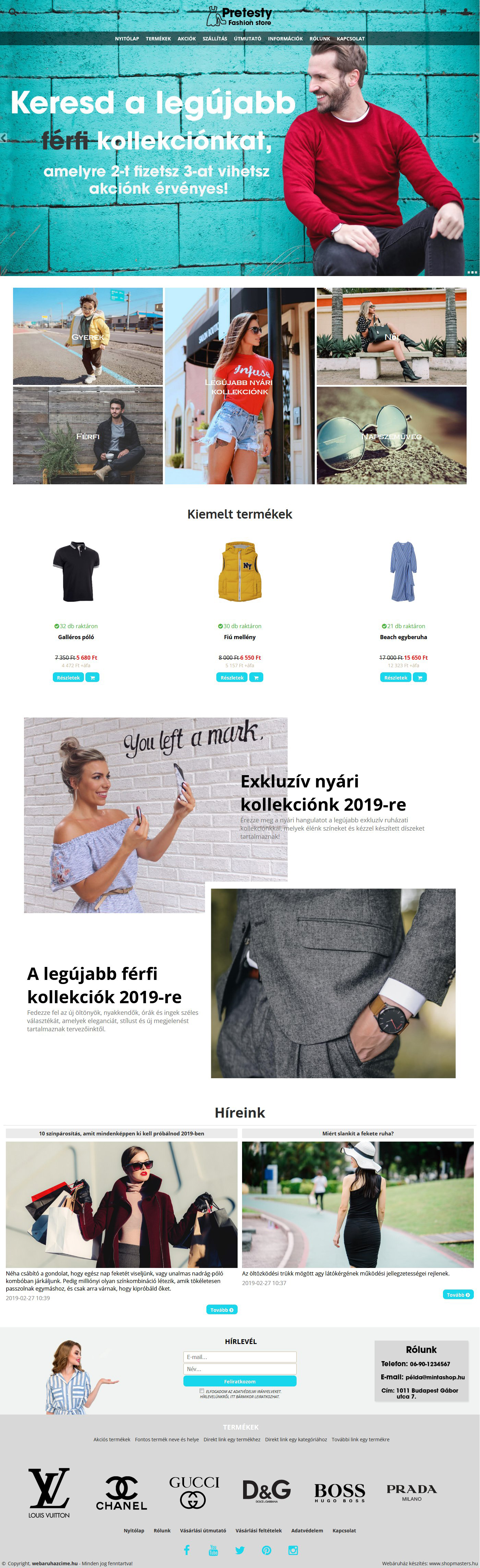 Pretesty webáruház webdesign, arculat
