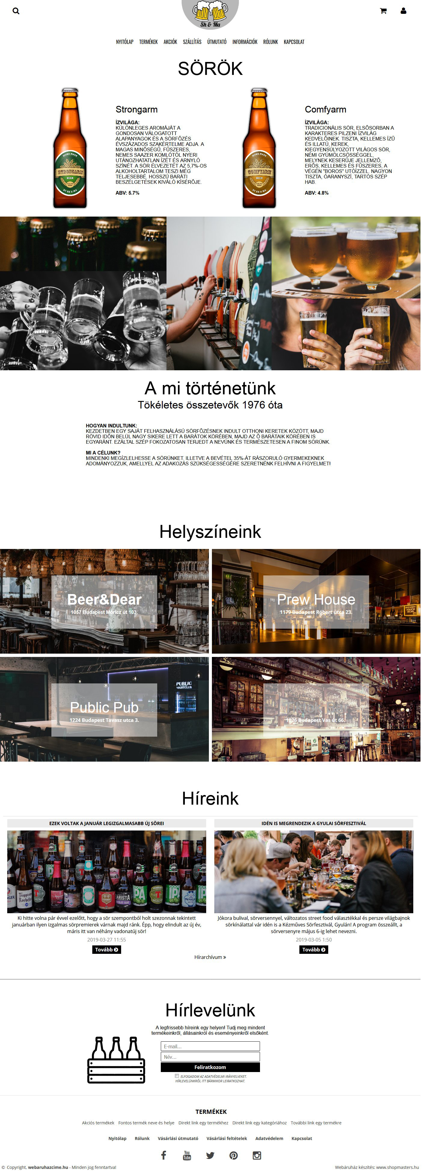 Beer webáruház webdesign, arculat
