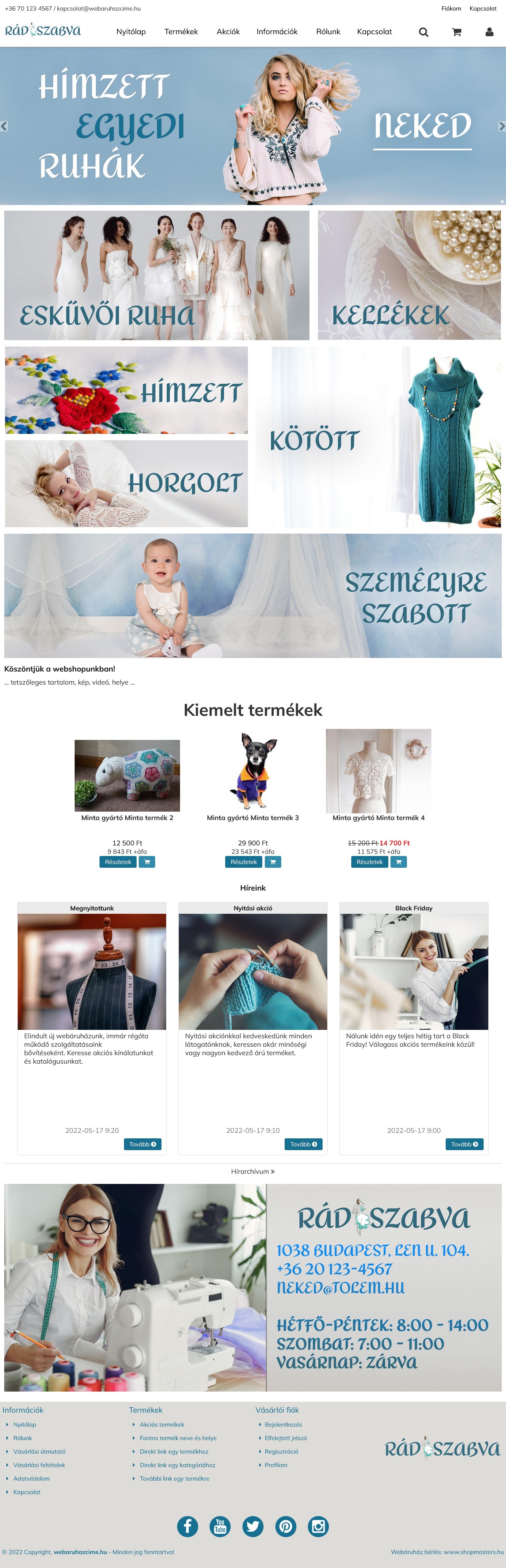 Méteráru webáruház webdesign, arculat