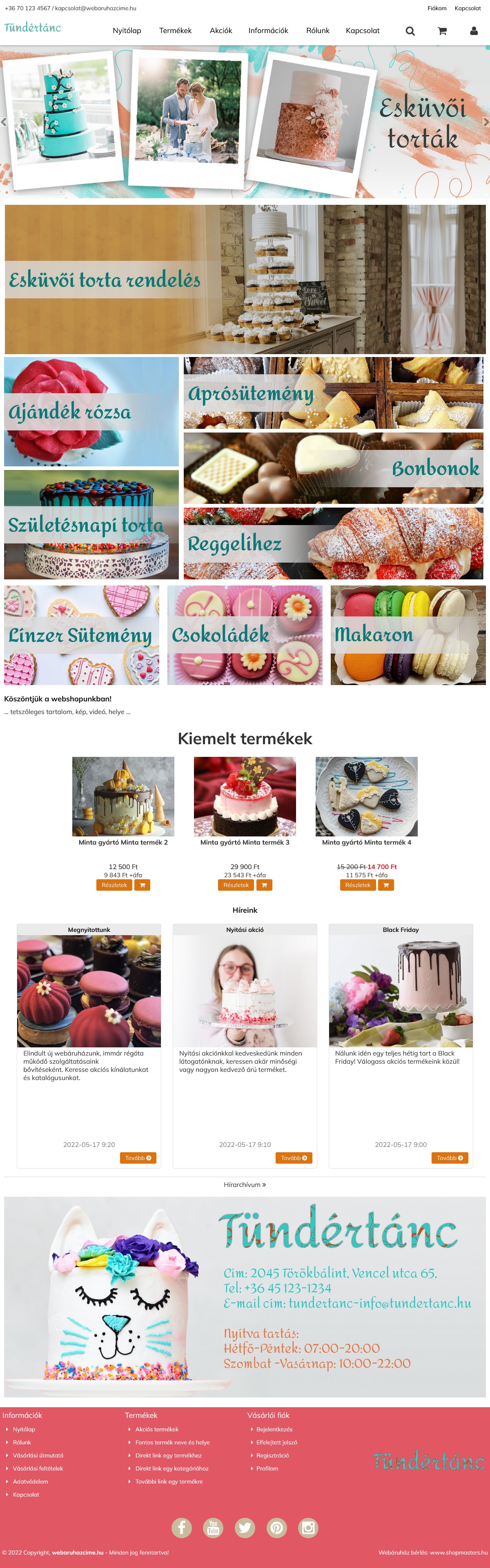 Cukrászat webáruház webdesign, arculat