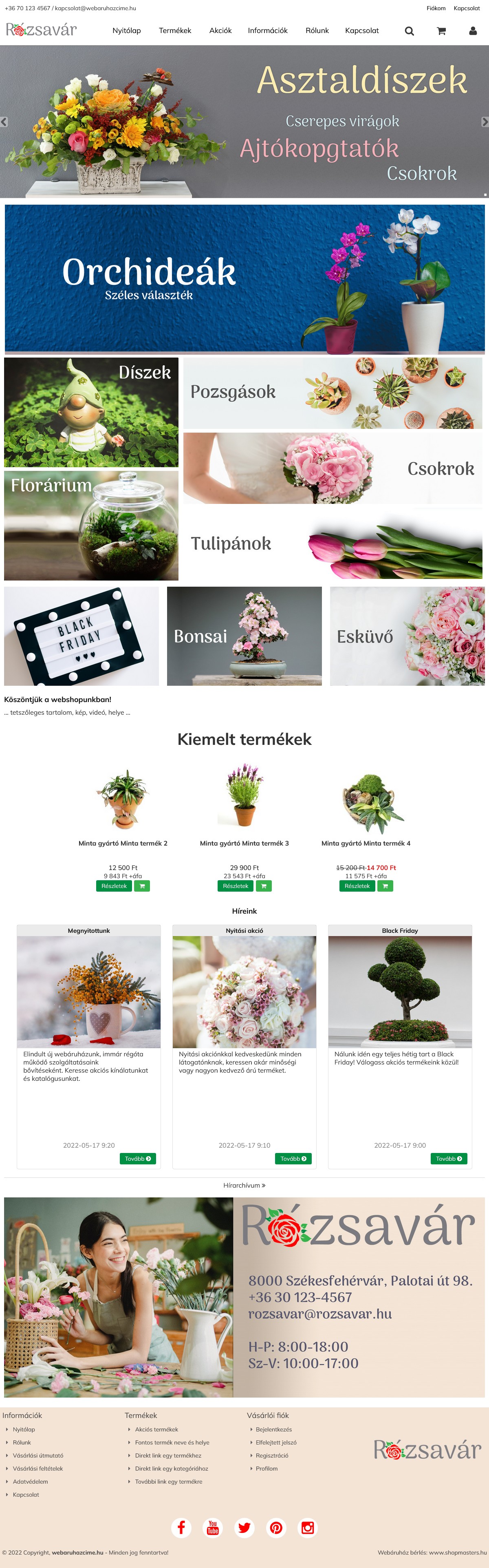 Virágos webáruház webdesign, arculat